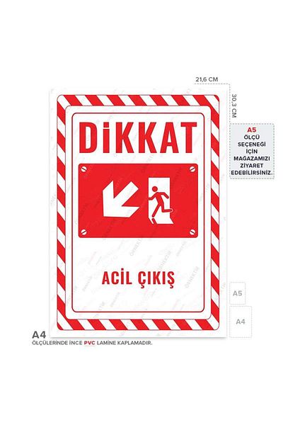 Posterya Ul02693-A4 - Emergency Exit Left Direction down Warning Sign (21.6×30.3cm)