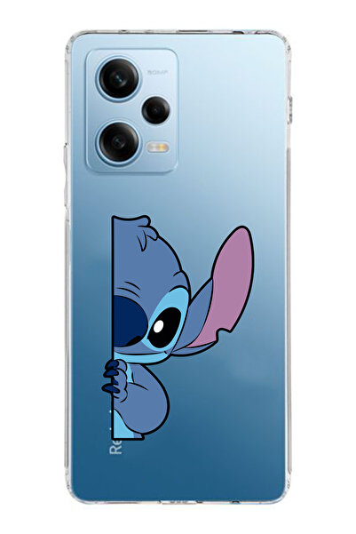 moonset Xiaomi Redmi Note 12 Pro 5G Uyumlu Stitch Tasarımlı Baskılı Şeffaf Te...