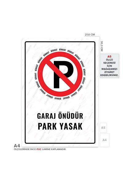 Posterya Ul01192-A4 - Garage Front Parking Prohibited Warning Sign (21.6×30.3cm)