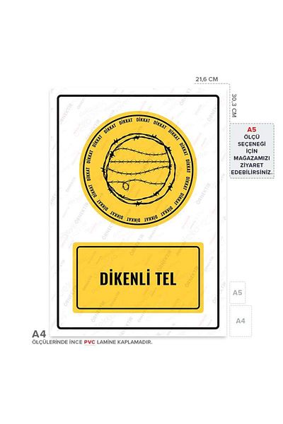 Posterya Ul01504-A4 - Barbed Wire Warning Sign (21.6×30.3cm)