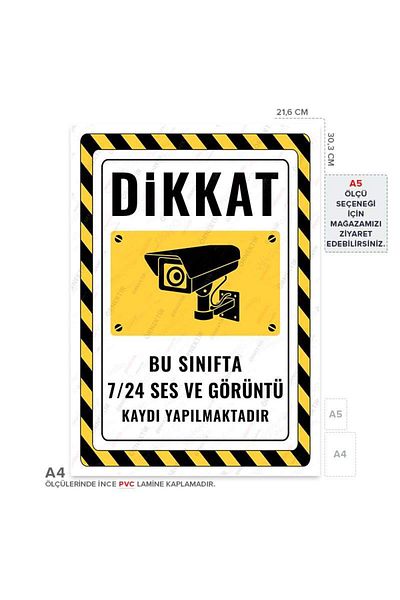 Posterya Ul02482-A4 - This Class Is Recording Audio and Video 24/7 Warning Sign (21.6×30.3cm)