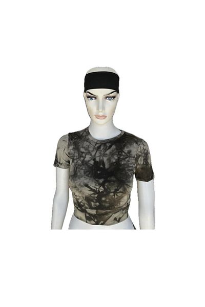 LOOKSOCKS Tie Dye Patterned Sports Crop Top - Blue, Pink, Fuchsia, Smoked, Green, Shuberni, Burgundy