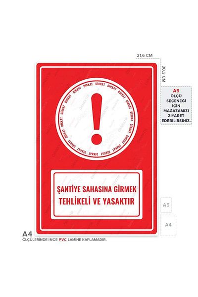 Posterya Ul01535-A4 - Entering the Construction Site Is Dangerous and Prohibited Warning Sign (21,6×30,3cm)