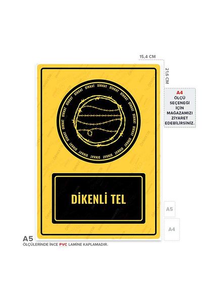Posterya Ul01503-A5 - Barbed Wire Warning Sign (15.4×21.6cm)