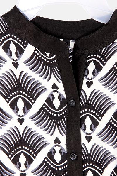 Marwa Butik Store Women's Monochrome Geometric Print Shirt Dress