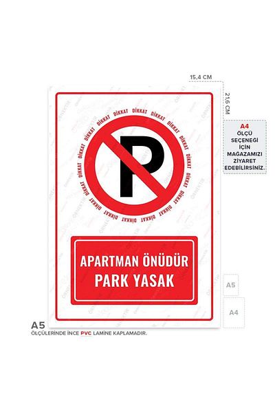 Posterya Ul01203-A5 - Apartment Front Parking Prohibited Warning Sign (15,4×21,6cm)