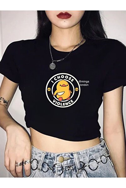 Minga London Crna bluza kratkih rukava "I Choose Violence" - minga london