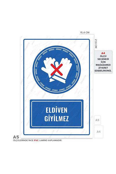 Posterya Ul01148-A5 - Gloves Not Wear Warning Sign (15,4×21,6cm)