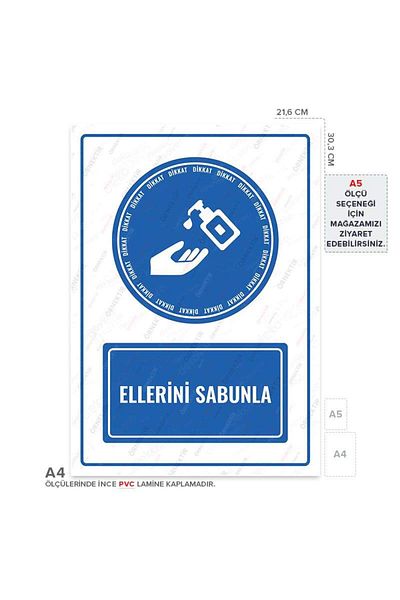 Posterya Ul01082-A4 - Hands with Soap Warning Sign (21,6×30,3cm)