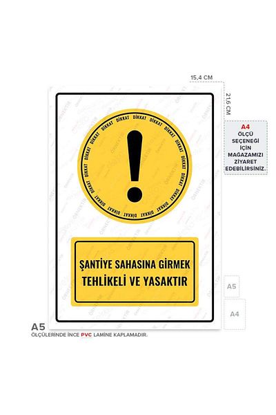 Posterya Ul01538-A5 - Entering the Construction Site Is Dangerous and Prohibited Warning Sign (15,4×21,6cm)
