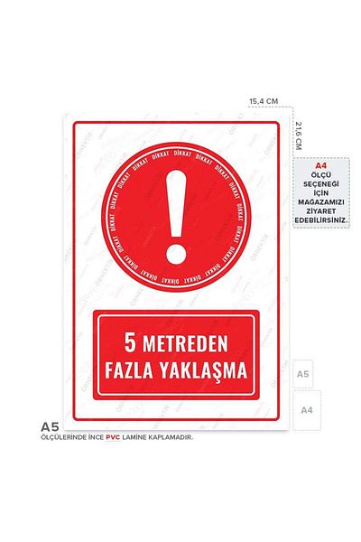Posterya Ul01600-A5 - More Than 5 Meters Approach Warning Sign (15.4×21.6cm)