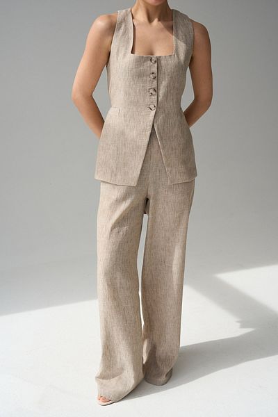 CELITA Buttoned Lined Vest & Oversize Elastic Waist Trousers New Season Women's Set