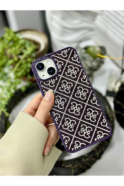 Go Aksesuar حافظة سيليكون متوافقة مع هاتف Iphone 14 بتصميم ماسي مرصع بأحجار الراين اللامعة