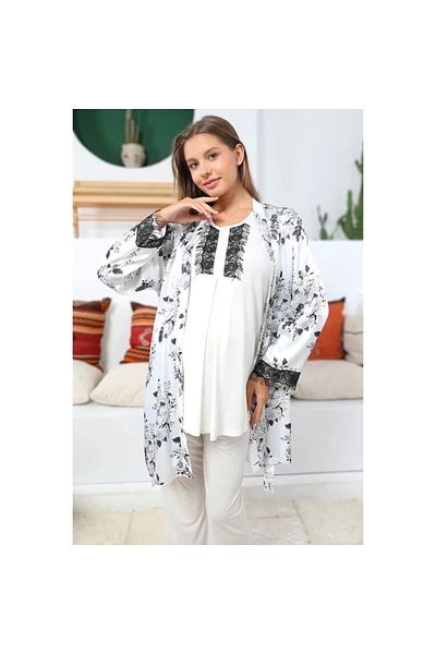 Beruflic Mommysh 55711 Women's Maternity Satin Dressing Gown Pajamas Set