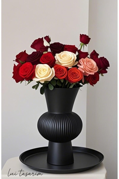 Lui Tasarım Vază lungă, neagră, boemă, din ceramică, în stil nordic, elegantă, simplă, în stil scandinav, ceramică, 25 cm