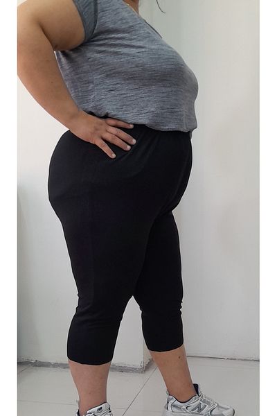 Mertcan Butik Black Capri Length Knee-Length Elastic Waist Combed Viscose Leggings