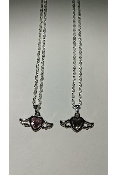 Acousticworld Renkli Taşlı Kanatlı Kalp Best Friend BF Kolye Aksesuar Hediyelik