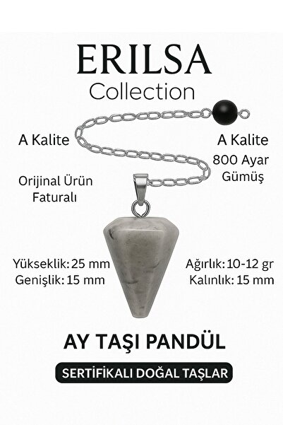 Erilsa Sertifikalı Ay Taşı Pandül ve Kolye Duygusal Denge, Sezgi ve Dişil Enerji Taşı