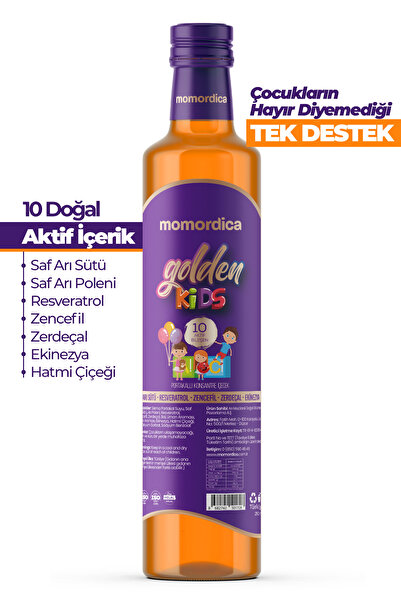 MOMORDİCA Golden Kids - 10 Doğal Bitki İçerikli Portakal Aromalı Çocuklara Özel Konsantre Karışım - 250ml