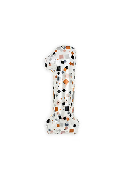 Kukuletaparty 1m Şeffaf Confety Desen Folyo Balon - 1 rakamı