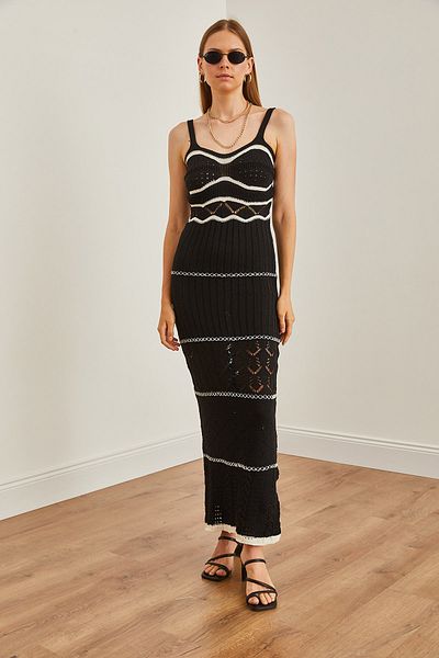 Olalook Μαύρο Maxi Knitwear Summer Dress - Strappy and Unlined ELB-19002211