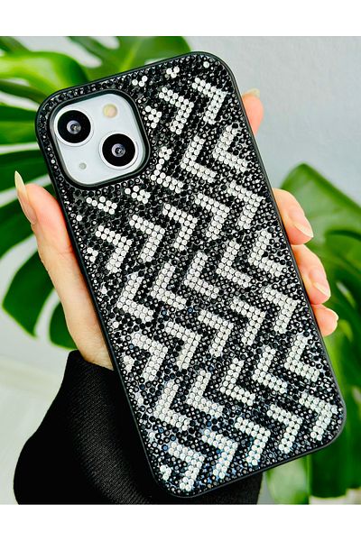 Go Aksesuar حافظة سيليكون متوافقة مع هاتف Iphone 14 بتصميم ماسي مرصع بأحجار الراين اللامعة