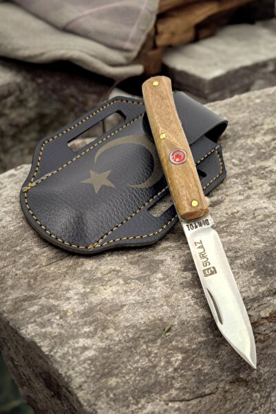 SürLaz İsme Özel Ay Yıldız Kamp Bıçağı Deri Kılıflı