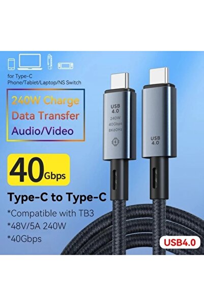 ARBIX Usb 4.0 Thunderbolt 3/4 Uyumlu Usb-c If Sertifikalı 240w 40gbps 8k 60hz Uhd Hızlı Şarj, Data Ve Gör