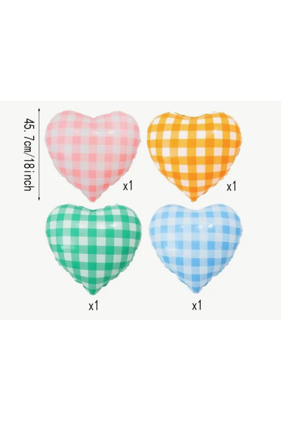 Balon 18ınc Pastel Kalp Folyo Balon Seti - 4 Renk
