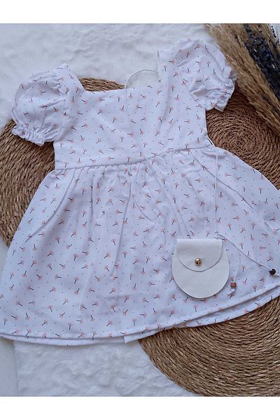ayzen store Floral Patterned Bag Detailed Girl's Dress