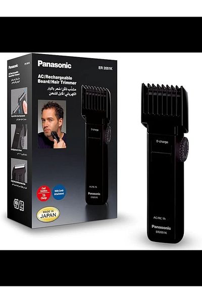 PANASONIC Rechargeable Wet/Dry Beard & Hair Trimme, 12 Cutting length, 1 hours full charg,40 min use- ER2051