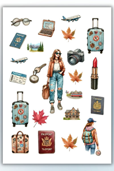 birikiyedi Seyahat Temalı Sticker Planner Ajanda Bullet Journal Için Uygun