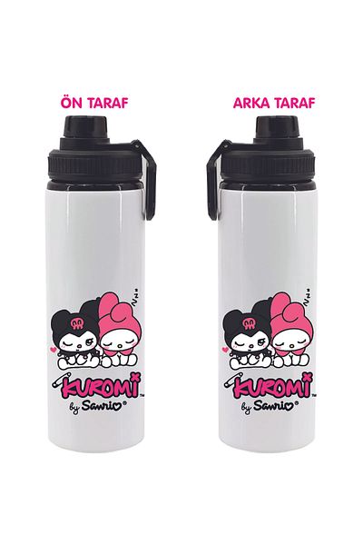 DKDZ SHOP Kuromiii Printed Metal Water Bottle Black 850ml.-032