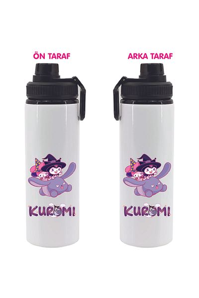 DKDZ SHOP Kuromiii Printed Metal Water Bottle Black 850ml.-015
