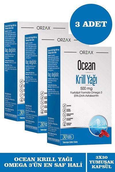 Ocean Krill Oil 500 Mg 30 Capsules 3 Pieces