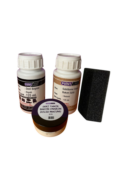 POINT CARE Siyah Deri Boyası Ve -sabitleme Cilası- Sünger Direksiyon Döşeme A...