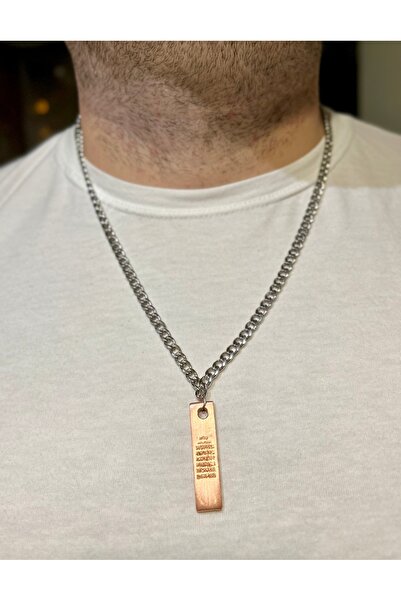 Atölye Asya Ayetel Kürsi Yazılı Şık Çelik Kolye Koruyucu Dualı Takı