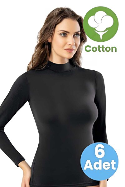 Tezzgelsin Жіночий 6-парений трико з довгими рукавами, напівкомір, еластичний