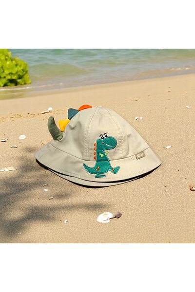 MİLAYS LİFE HOME COLLECTİON Mi̇lays 1-3 Years Old Baby Boy Fötr Hat with Dinosaur Embroidered and Extended