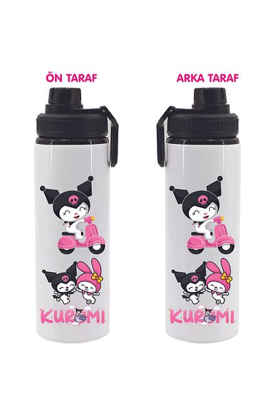 DKDZ SHOP Kuromi Printed Black Metal Water Bowl 850ml.