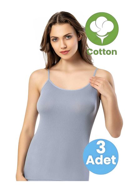 Tezzgelsin Women's 3-Piece Rope Strap Report Ribbed Tank Top