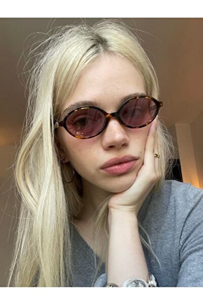 BluePepper نظارة شمسية MIUX LEOPARD بيضاوية الشكل من الزجاج البني