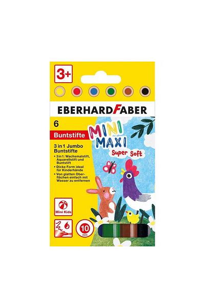 Eberhard Faber Minimaxi 3-in-1 Jumbo Colored Pencil Set of 6