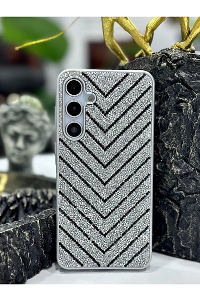 Go Aksesuar جراب من السيليكون المتوافق مع هاتف Galaxy A25 بتصميم ماسي مرصع بأحجار الراين اللامعة