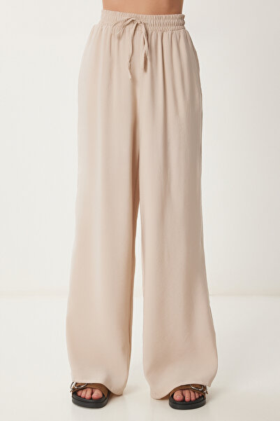 Lovelyİstanbul Oversize Modal Shirt Pants Set Bej Ldp0038