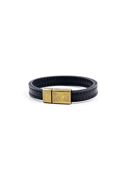 Atölyezümra Magnetic Real Leather Stitched Men's Bracelet