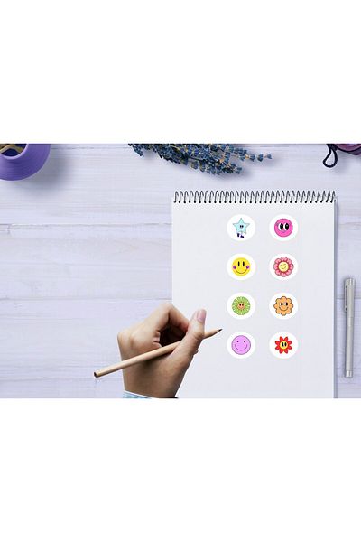 CASALINGHI Colorful Mixed Smiley Faces Labels Cute Faces Round Matte Sticker 3 cm (84 Pcs)
