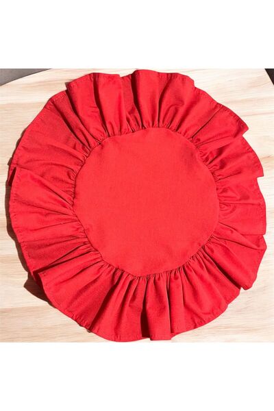 Erba kreasyon Fırfırlı yuvarlak  supla  Amerikan Servisi 2'lı 40x40 pamuk polyester