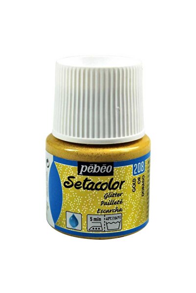 Pebeo Setacolor Glitter Transparan Kumaş Boyası 45ml Şişe - 208 Gold