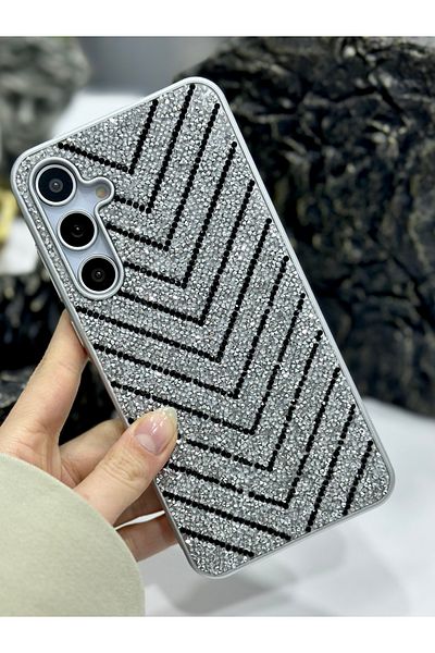 Go Aksesuar جراب من السيليكون المتوافق مع هاتف Galaxy A25 بتصميم ماسي مرصع بأحجار الراين اللامعة